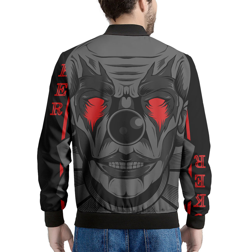 Scary Joker Card Print Men's Bomber Jacket