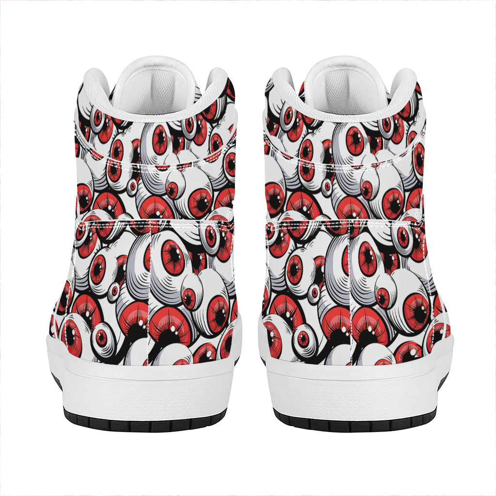 Scary Red Eyeball Pattern Print High Top Leather Sneakers