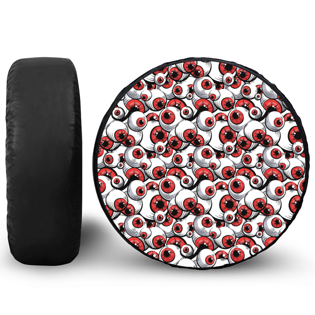 Scary Red Eyeball Pattern Print Leather Spare Tire Cover