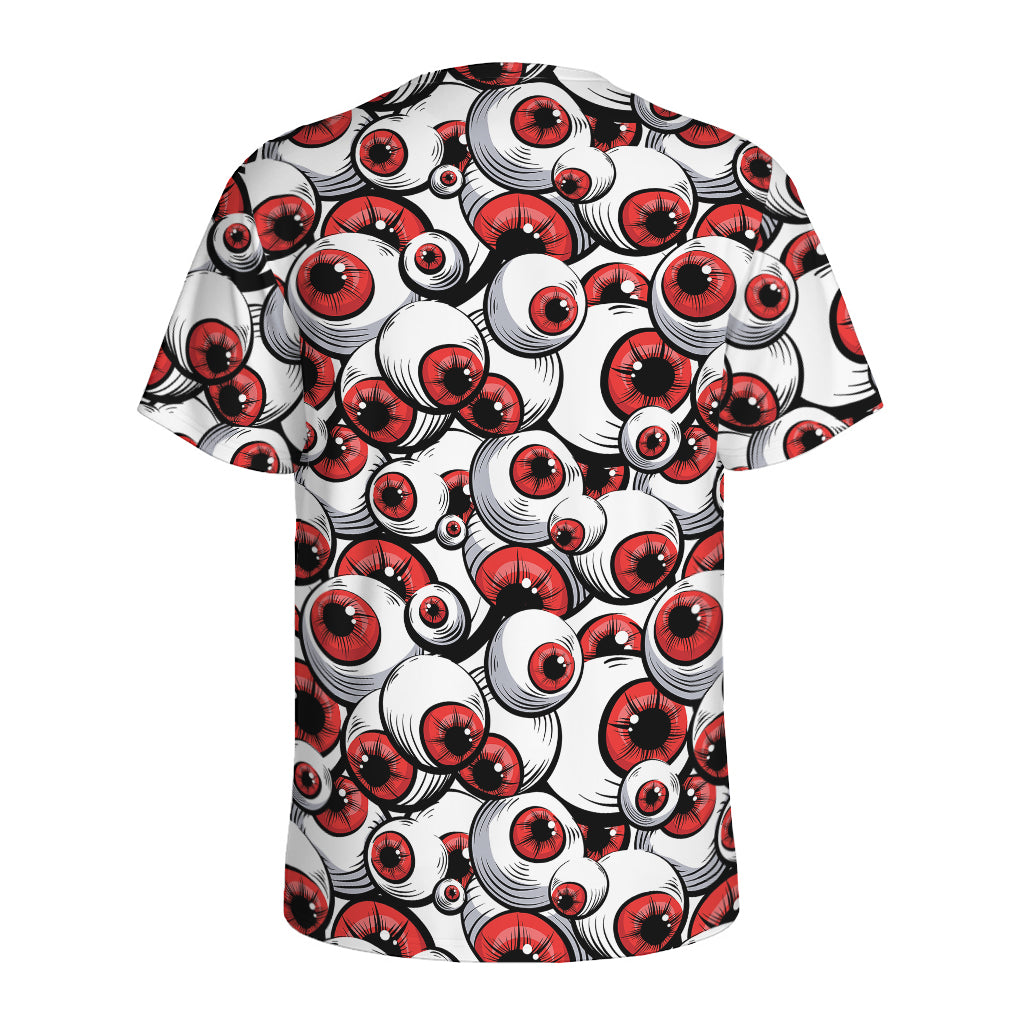 Scary Red Eyeball Pattern Print Men's Sports T-Shirt