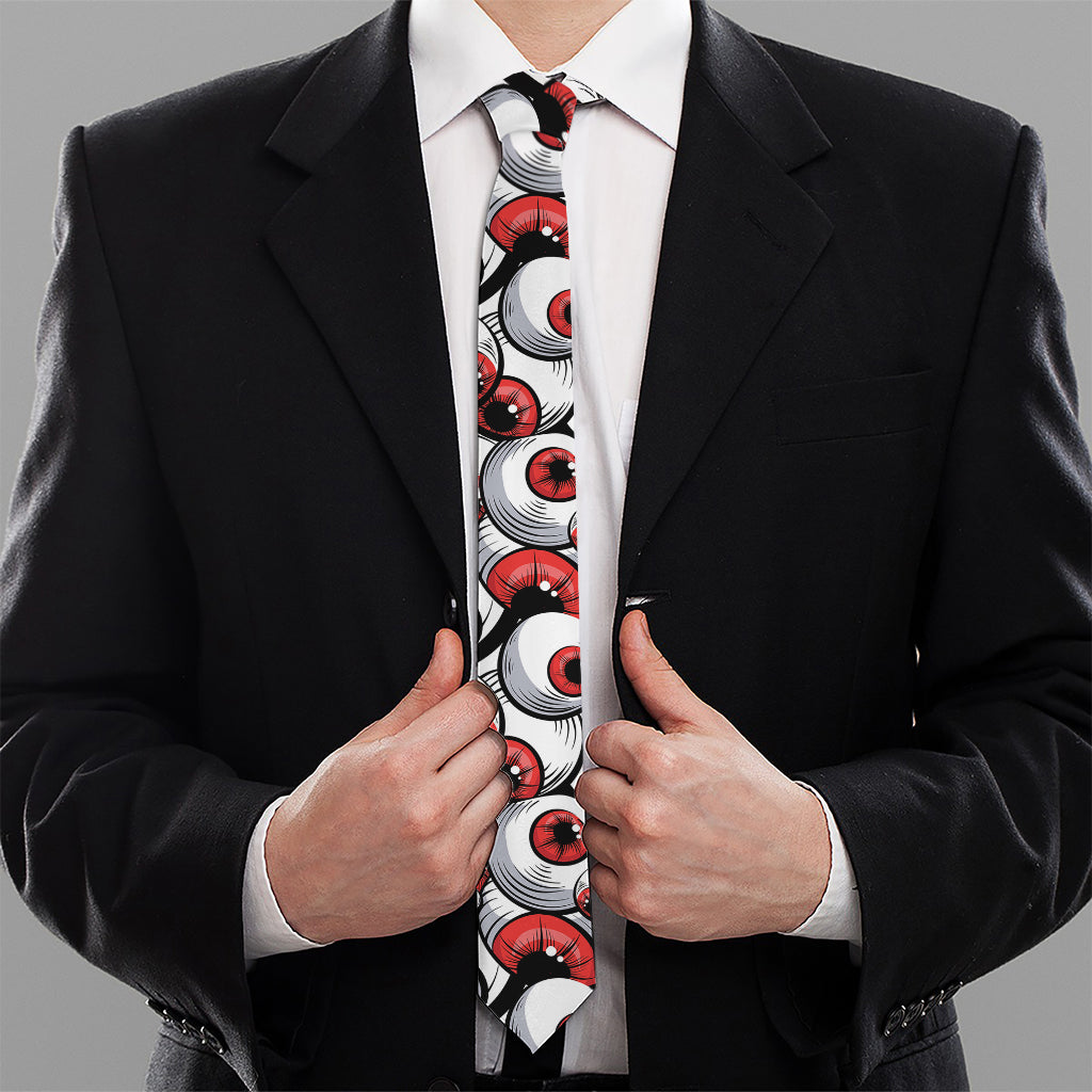 Scary Red Eyeball Pattern Print Necktie