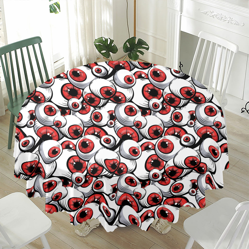 Scary Red Eyeball Pattern Print Waterproof Round Tablecloth