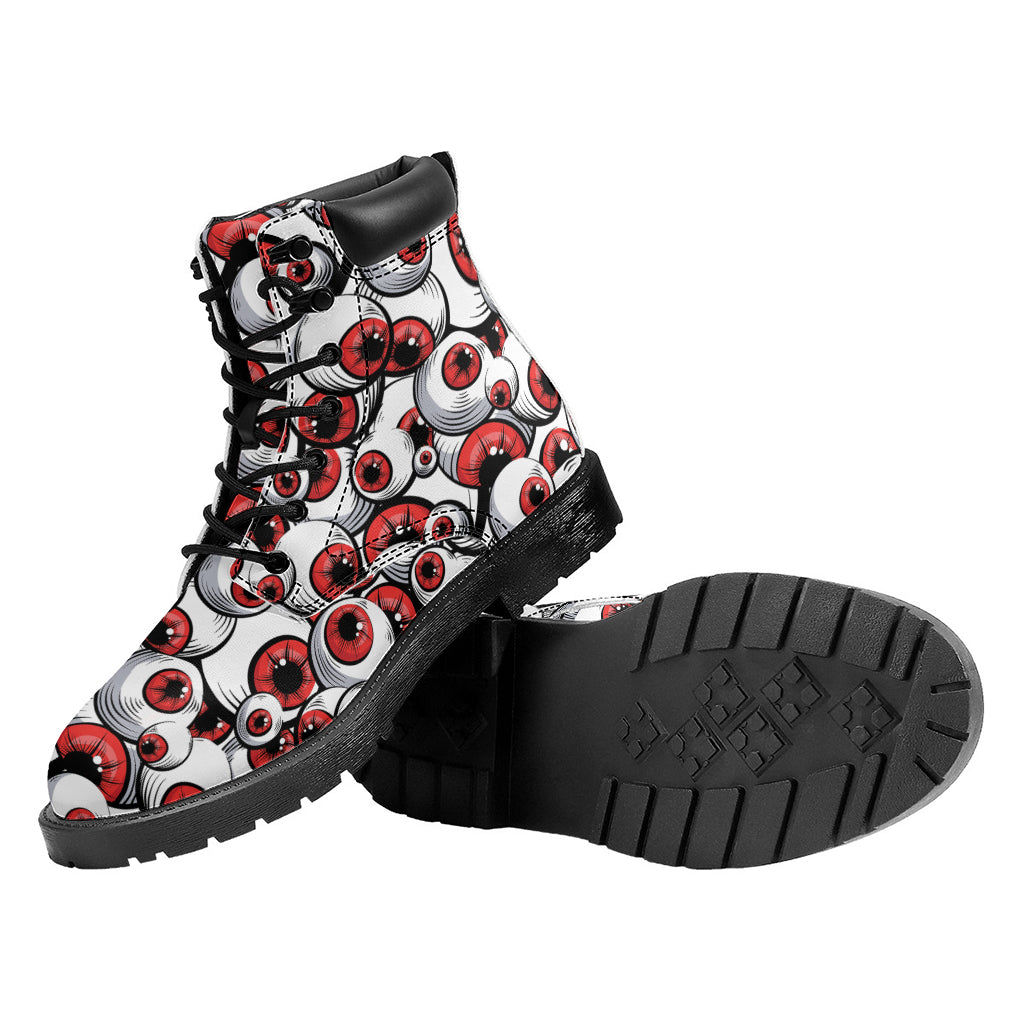 Scary Red Eyeball Pattern Print Work Boots