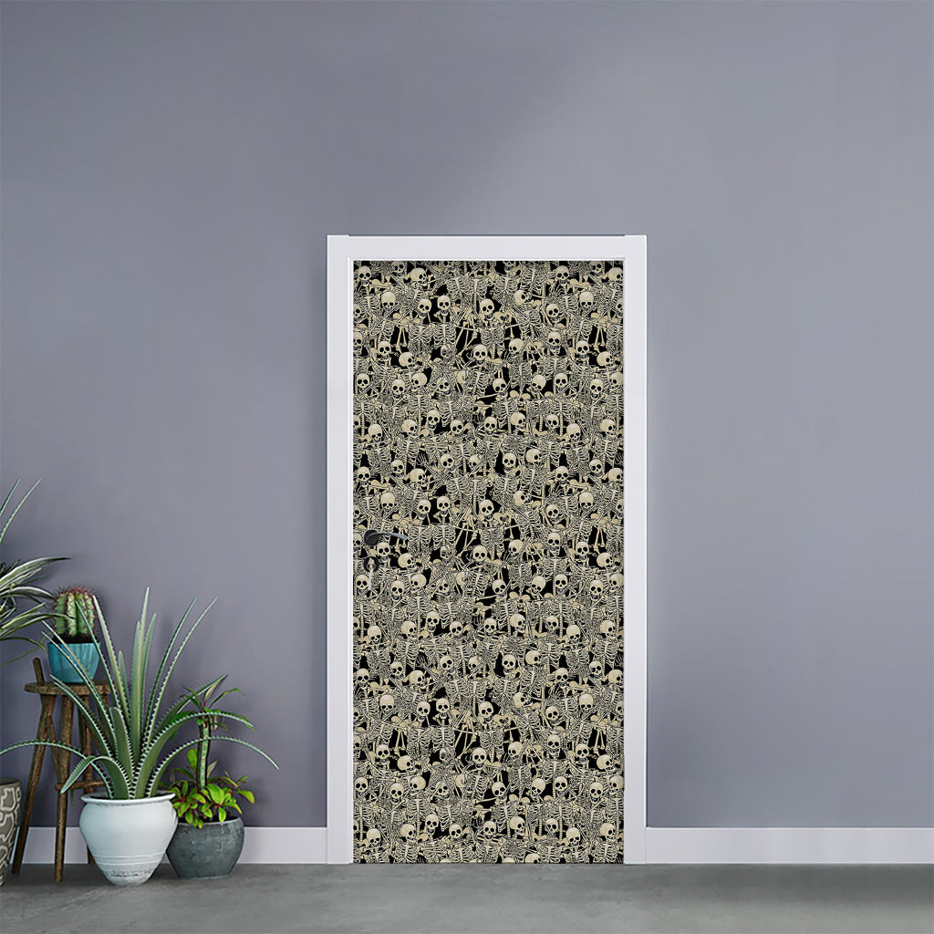 Scary Skeleton Pattern Print Door Sticker