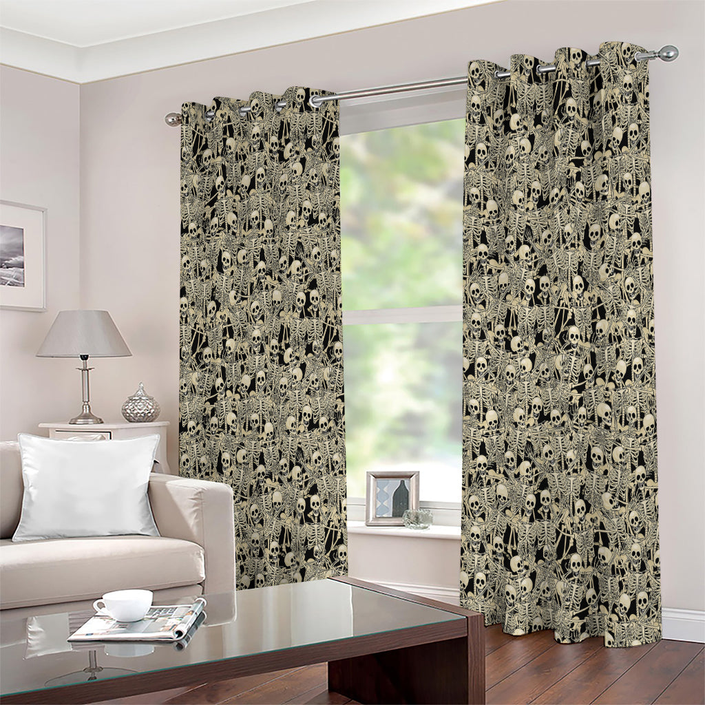 Scary Skeleton Pattern Print Extra Wide Grommet Curtains