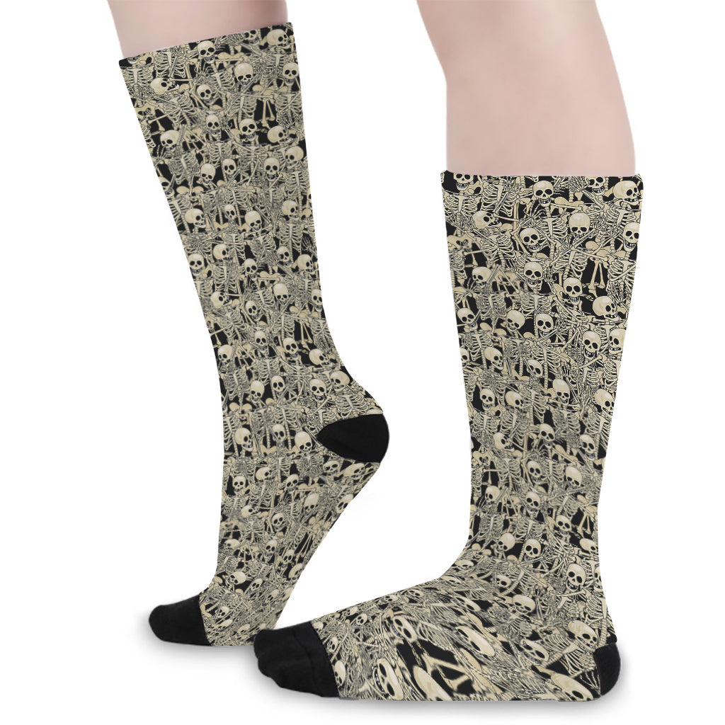 Scary Skeleton Pattern Print Long Socks