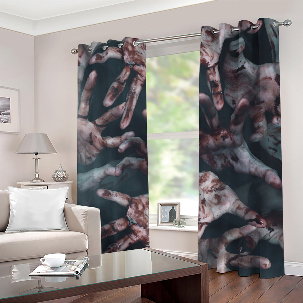 Scary Zombie Hands Print Grommet Curtains