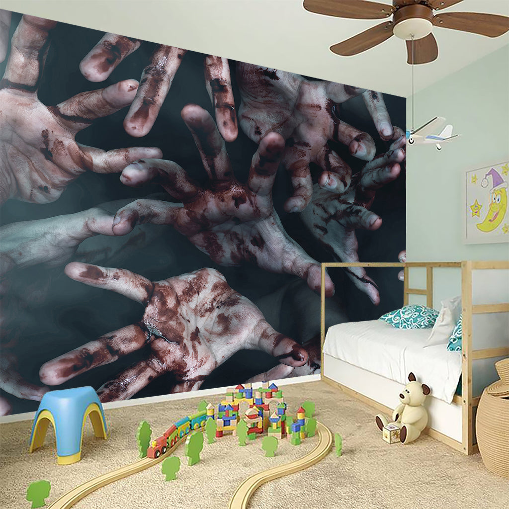 Scary Zombie Hands Print Wall Sticker