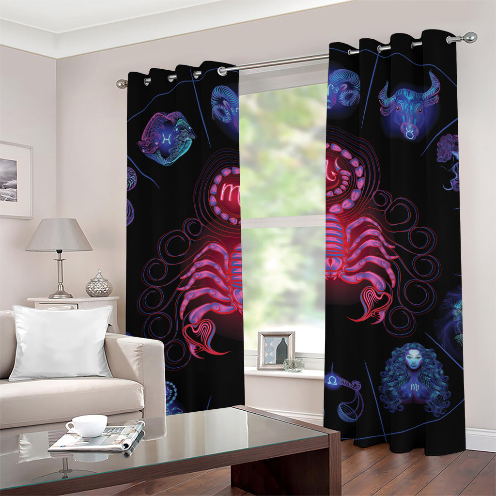 Scorpio And Astrological Signs Print Grommet Curtains