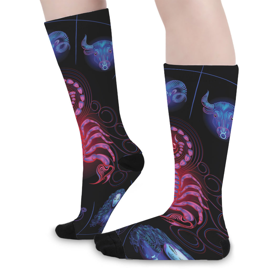 Scorpio And Astrological Signs Print Long Socks