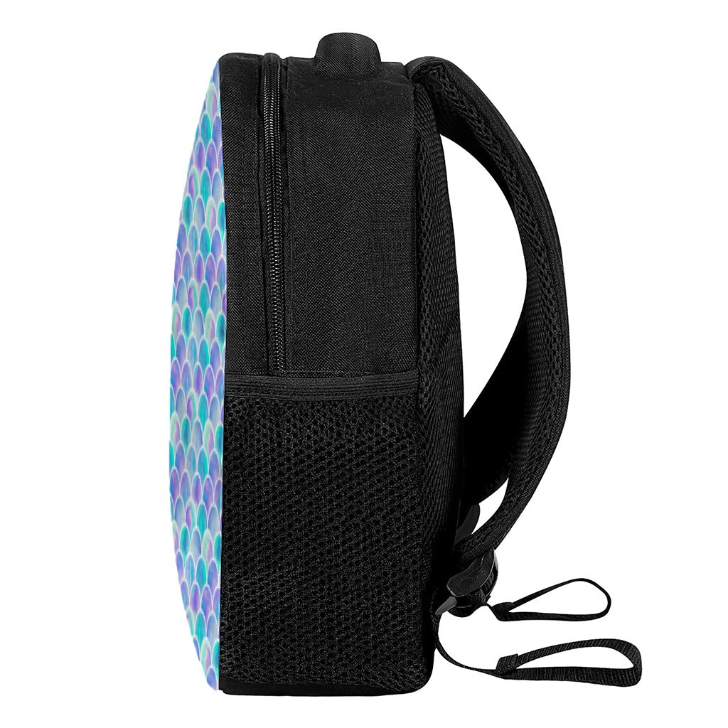 Sea Blue Mermaid Scales Pattern Print Casual Backpack