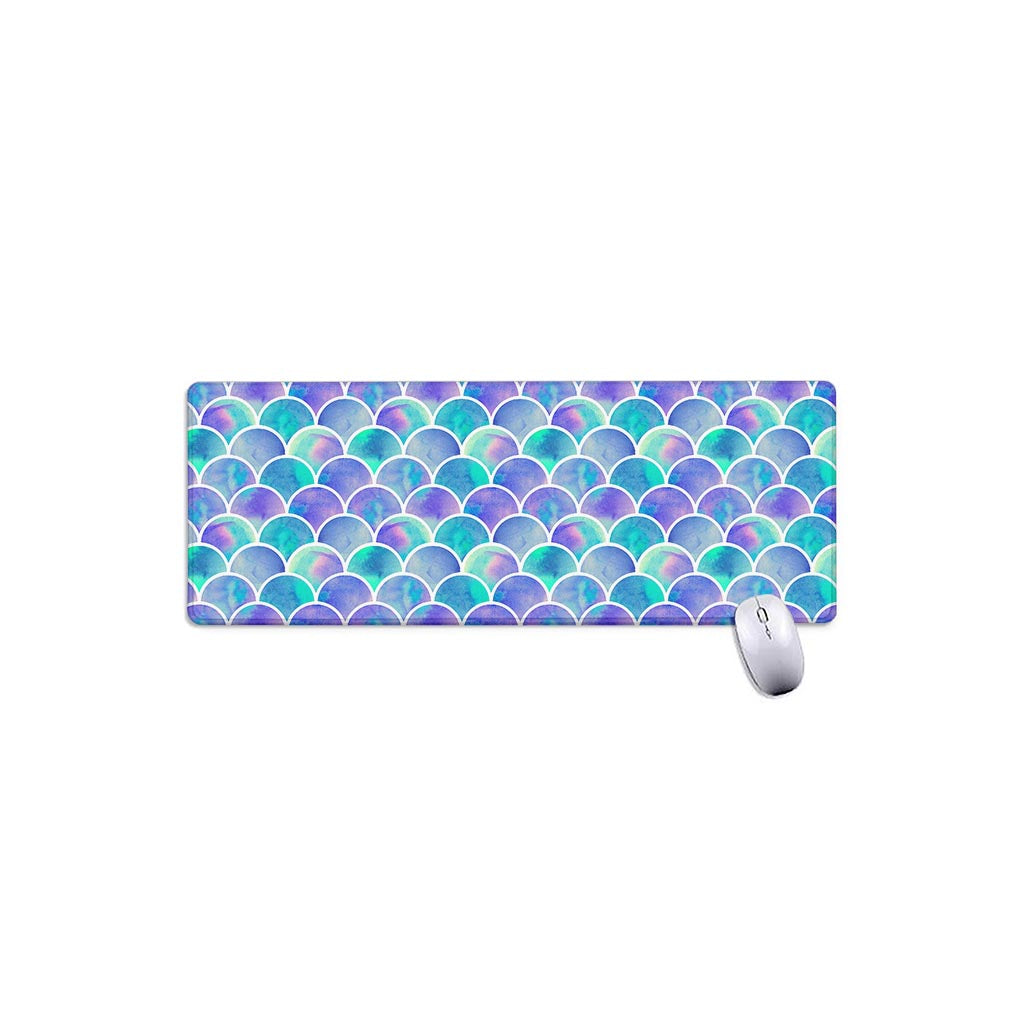 Sea Blue Mermaid Scales Pattern Print Extended Mouse Pad