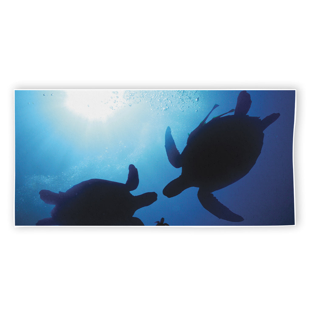 Sea Turtle Family Underwater Print Beach Towel