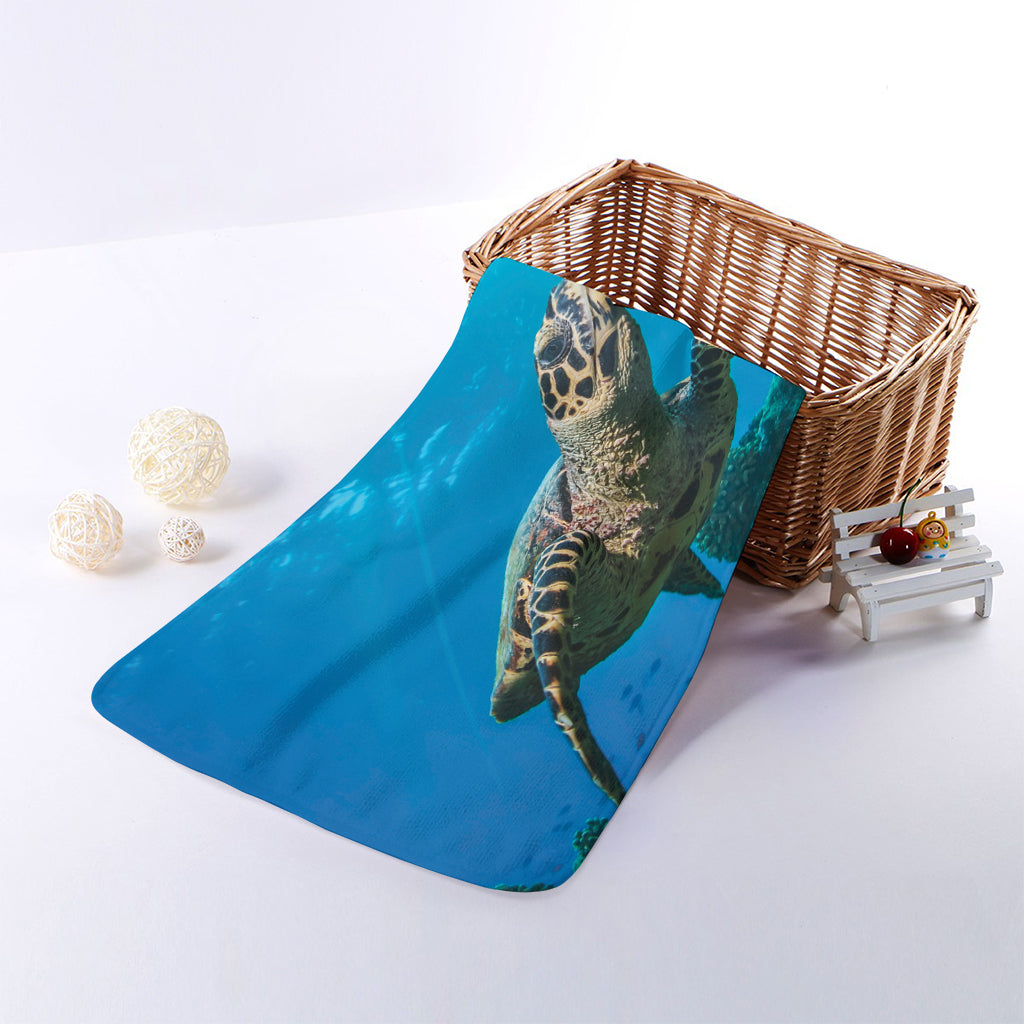 Sea Turtle Underwater Print Towel