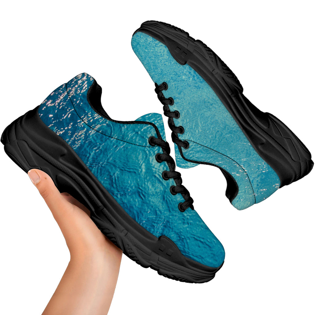 Sea Water Surface Print Black Chunky Shoes