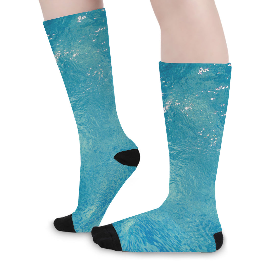 Sea Water Surface Print Long Socks