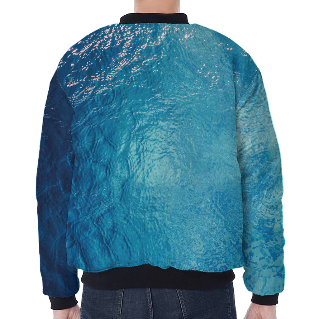 Sea Water Surface Print Zip Sleeve Bomber Jacket