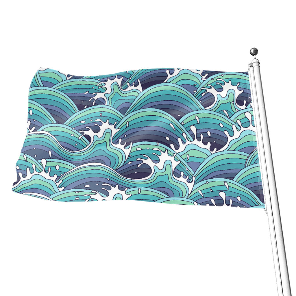 Sea Wave Surfing Pattern Print Flag