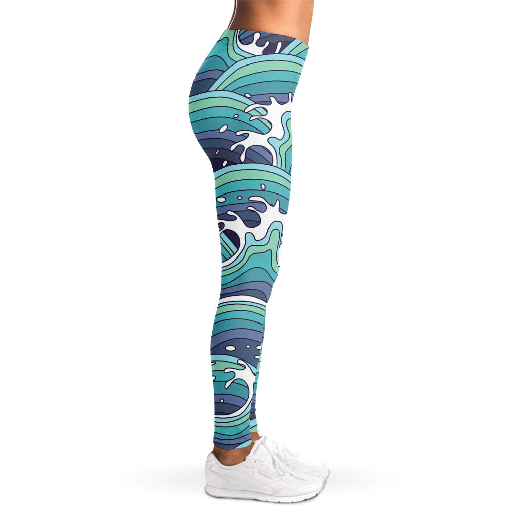 Sea Wave Surfing Pattern Print Women's Leggings