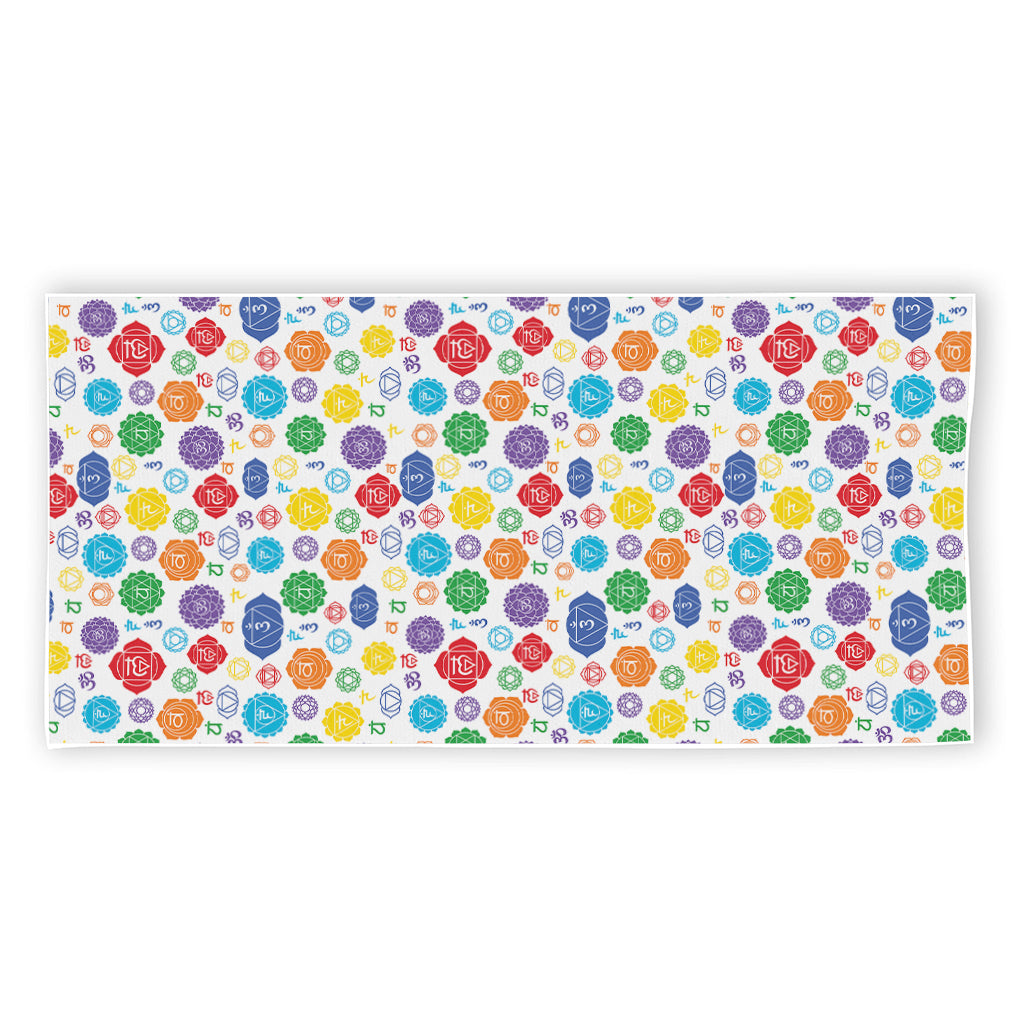 Seven Chakra Symbols Pattern Print Beach Towel