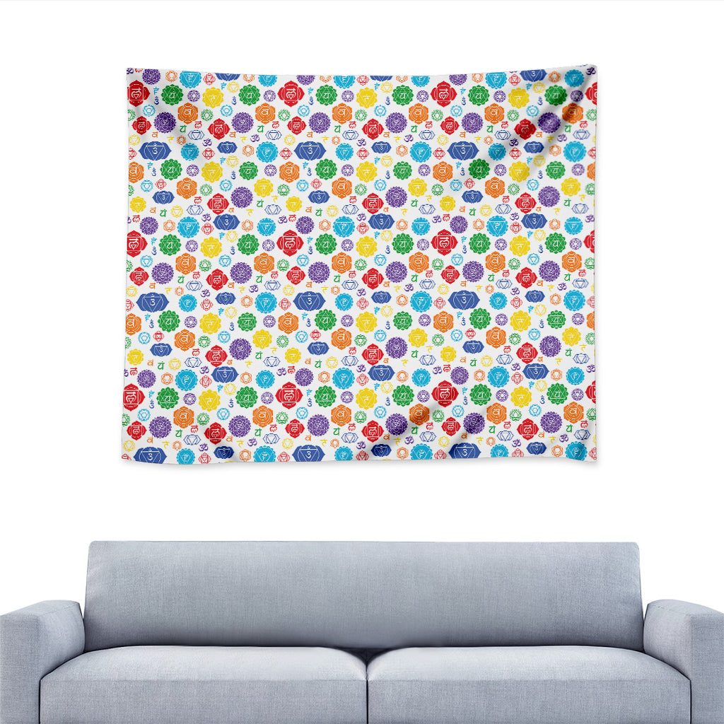 Seven Chakra Symbols Pattern Print Tapestry