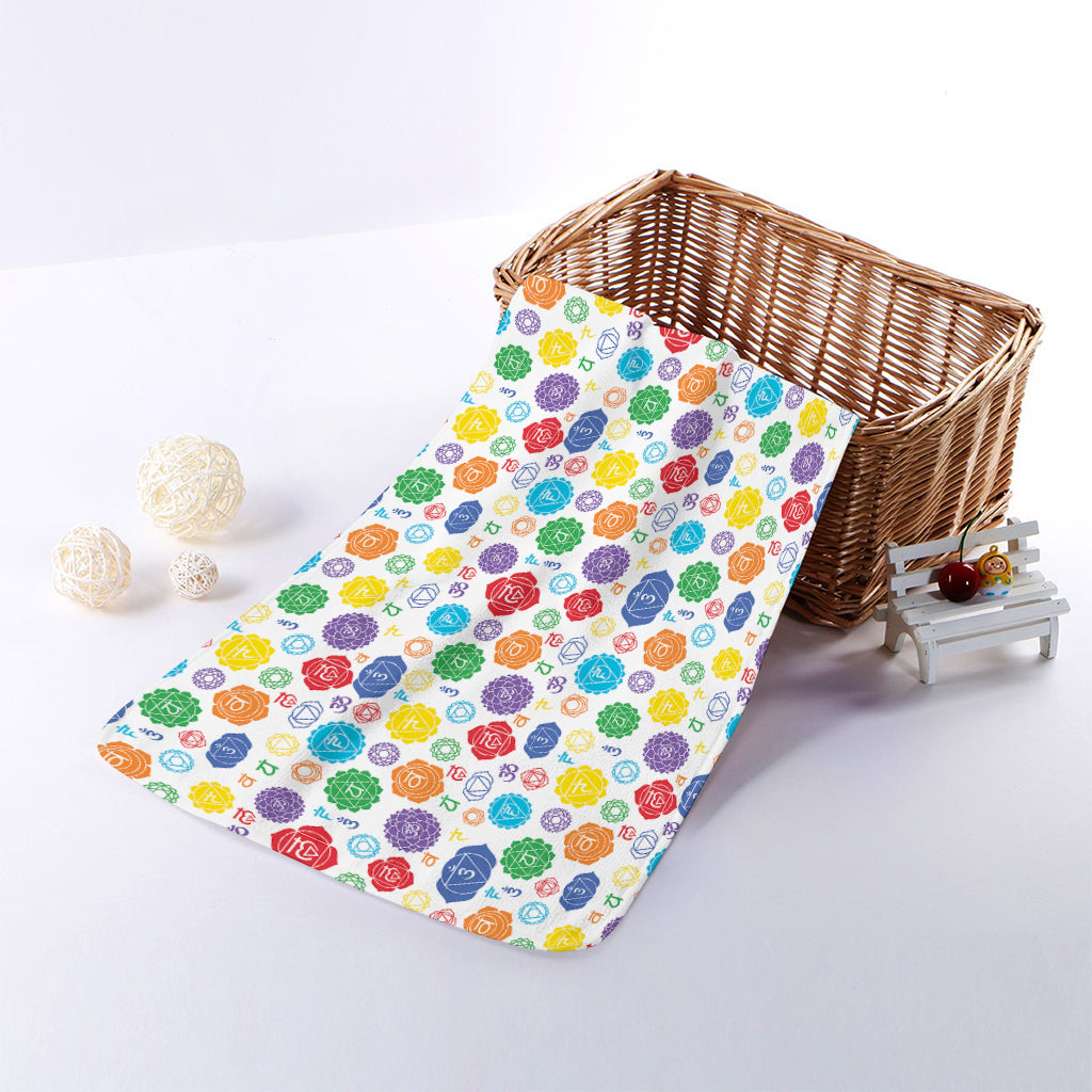 Seven Chakra Symbols Pattern Print Towel