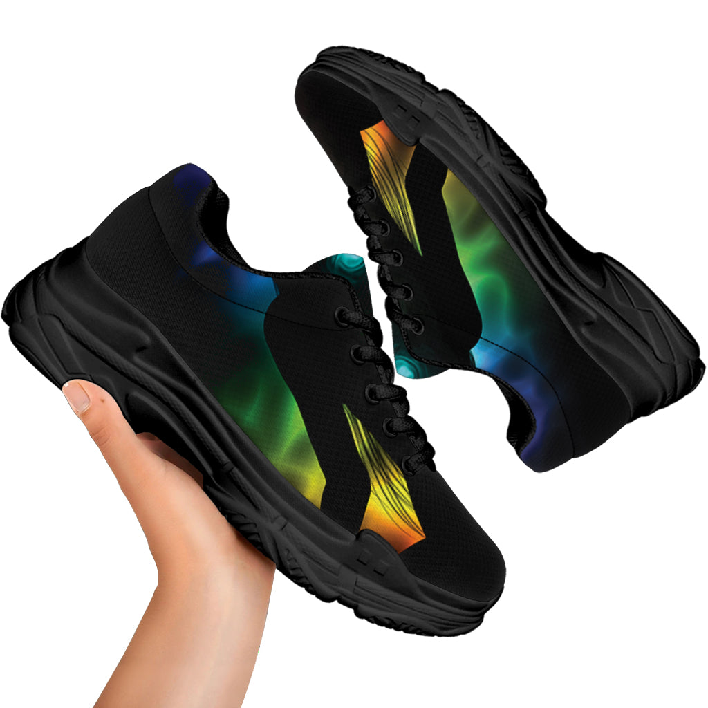 Seven Chakras Aura Print Black Chunky Shoes