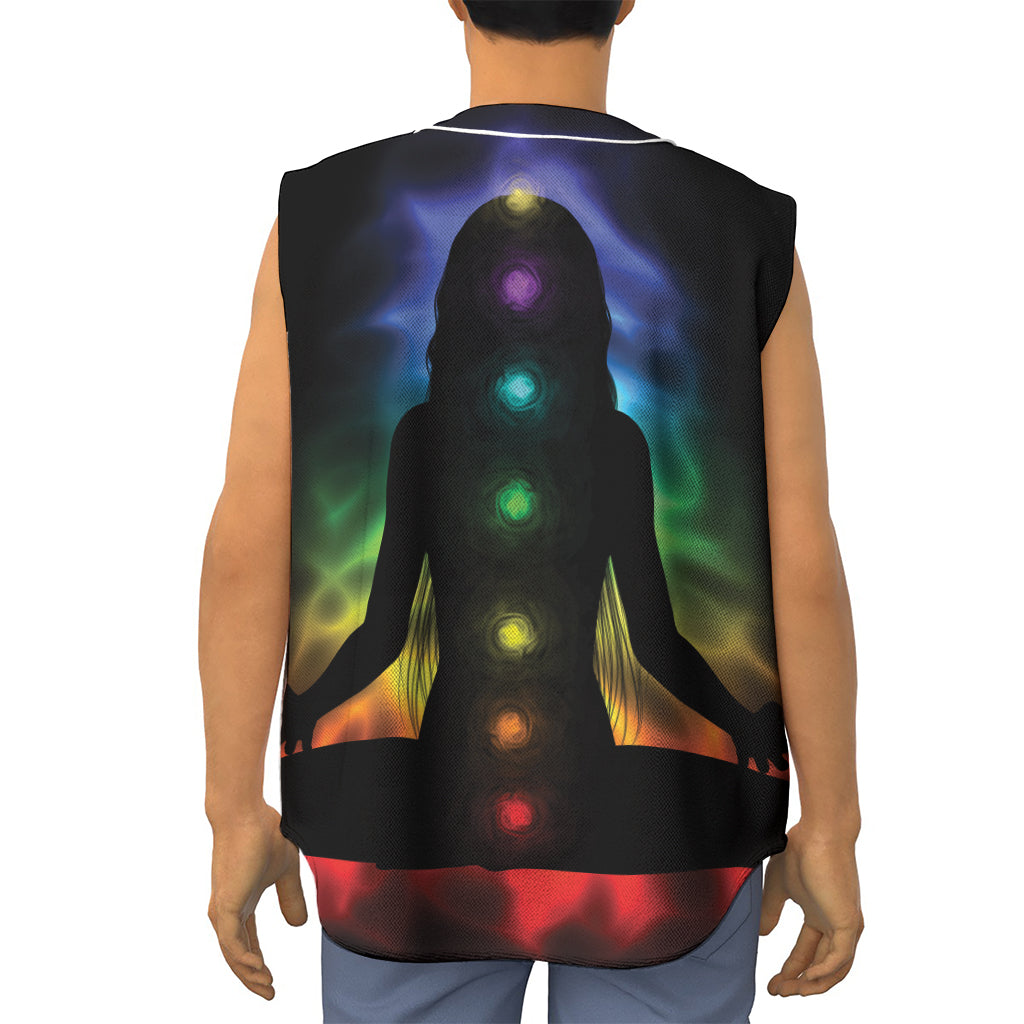Seven Chakras Aura Print Sleeveless Baseball Jersey