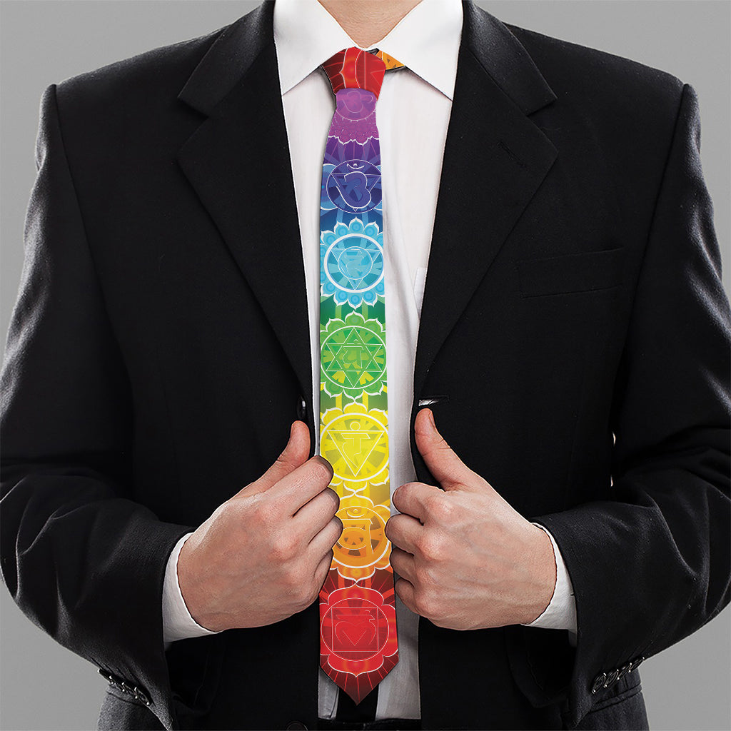 Seven Chakras Flower Of Life Print Necktie