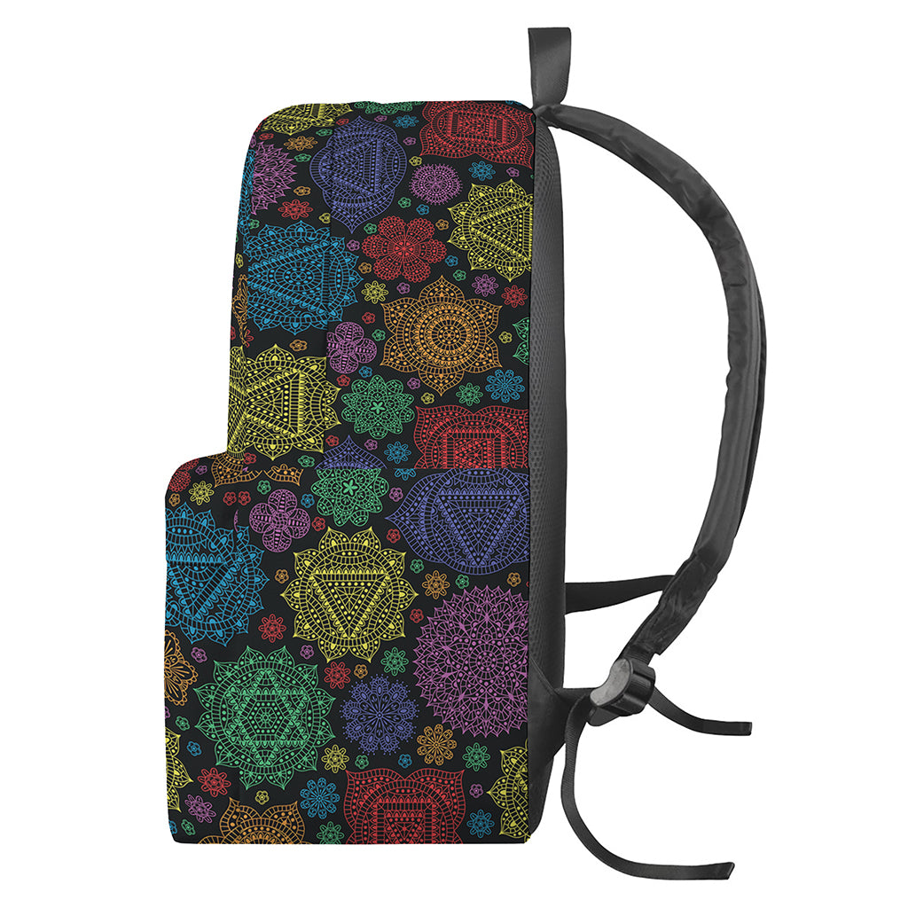 Seven Chakras Flowers Pattern Print Backpack
