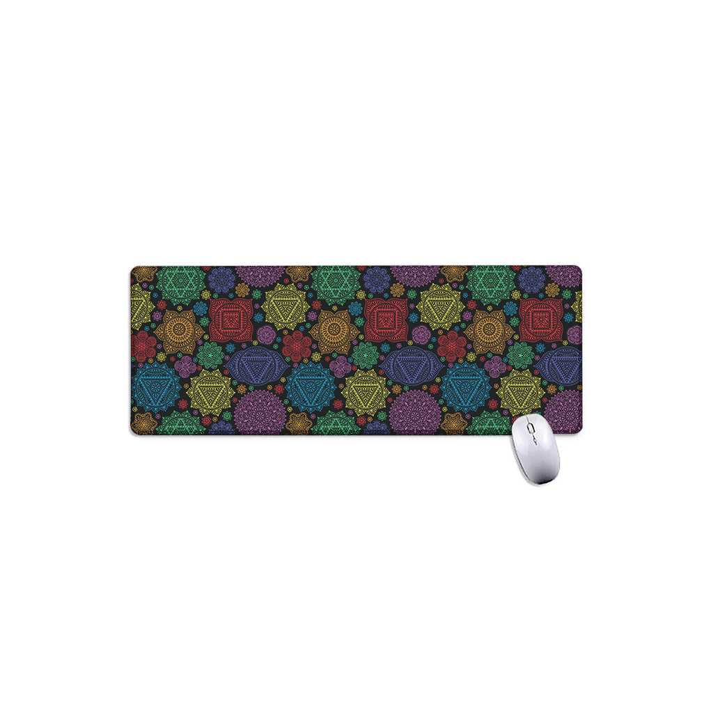 Seven Chakras Flowers Pattern Print Extended Mouse Pad