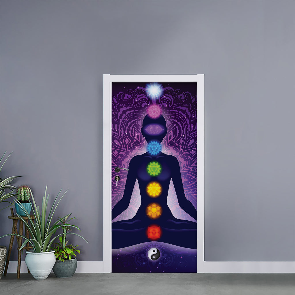 Seven Chakras Mandala Print Door Sticker