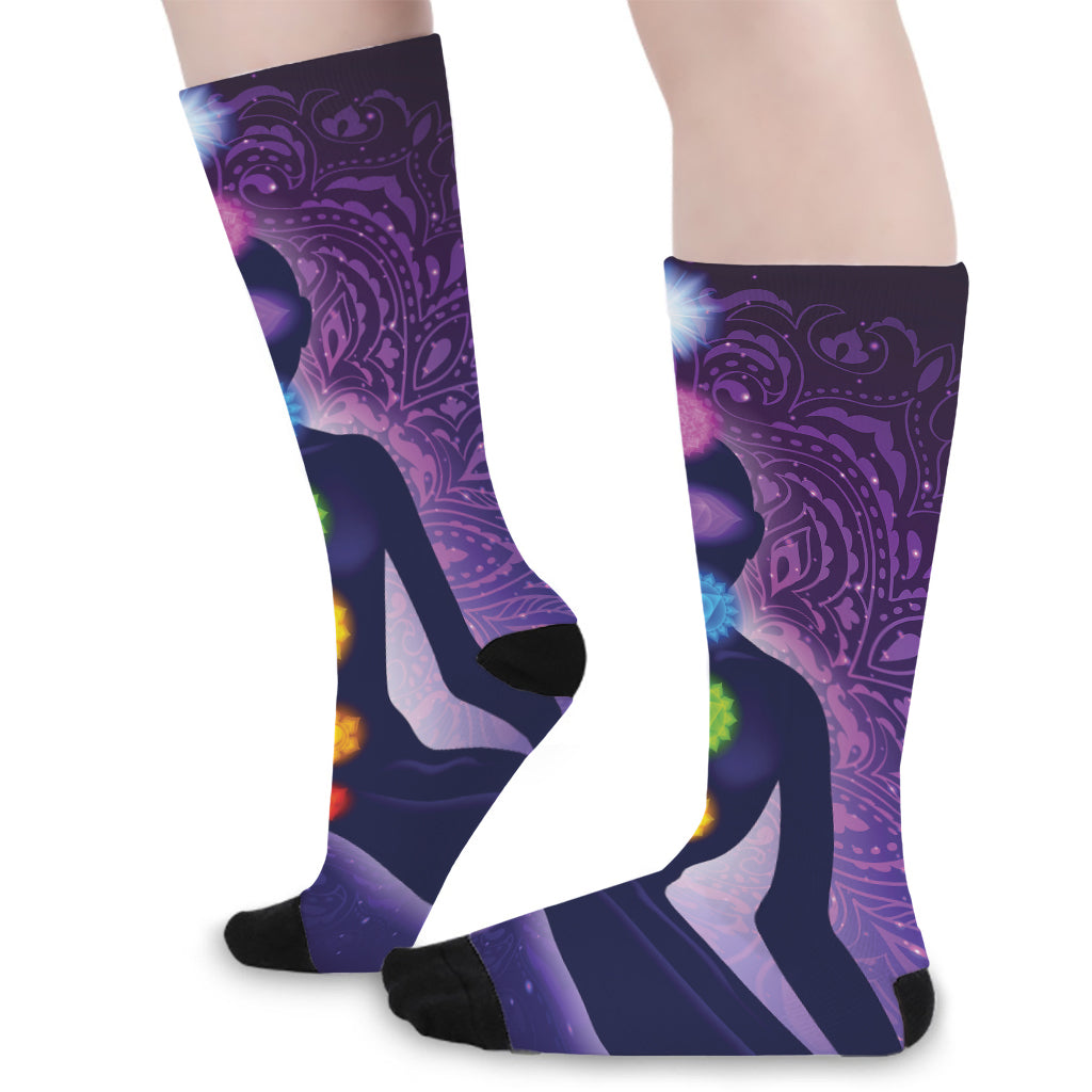 Seven Chakras Mandala Print Long Socks