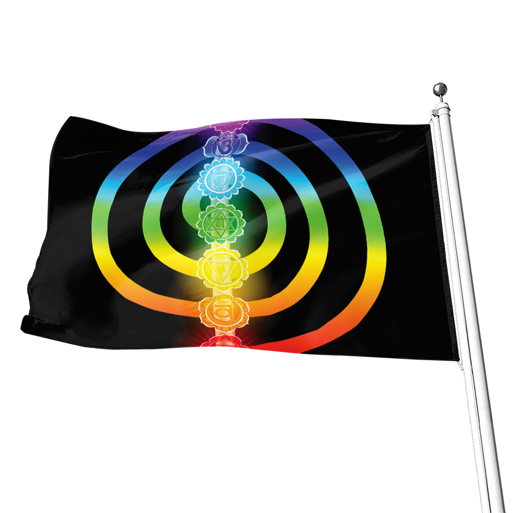 Seven Chakras Rainbow Of Life Print Flag