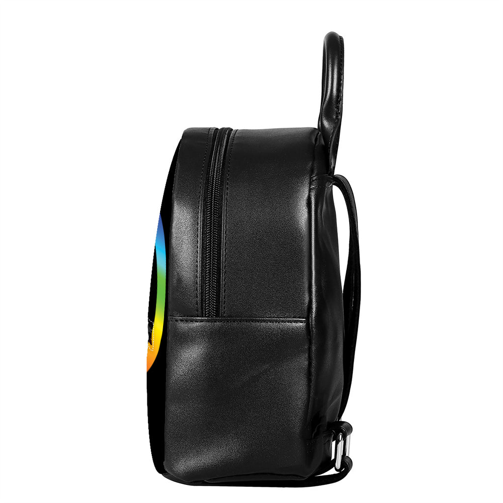 Seven Chakras Rainbow Of Life Print Leather Backpack