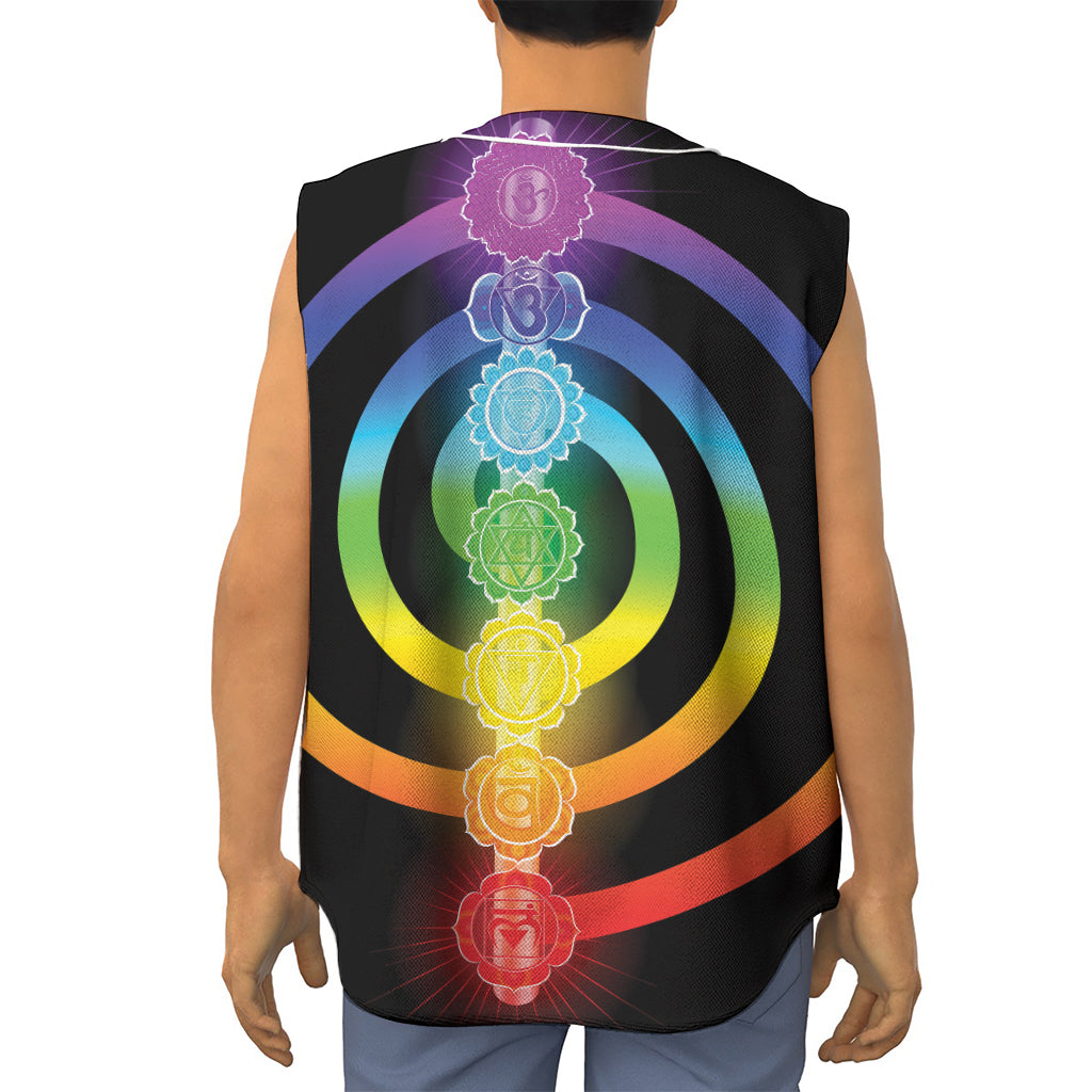 Seven Chakras Rainbow Of Life Print Sleeveless Baseball Jersey