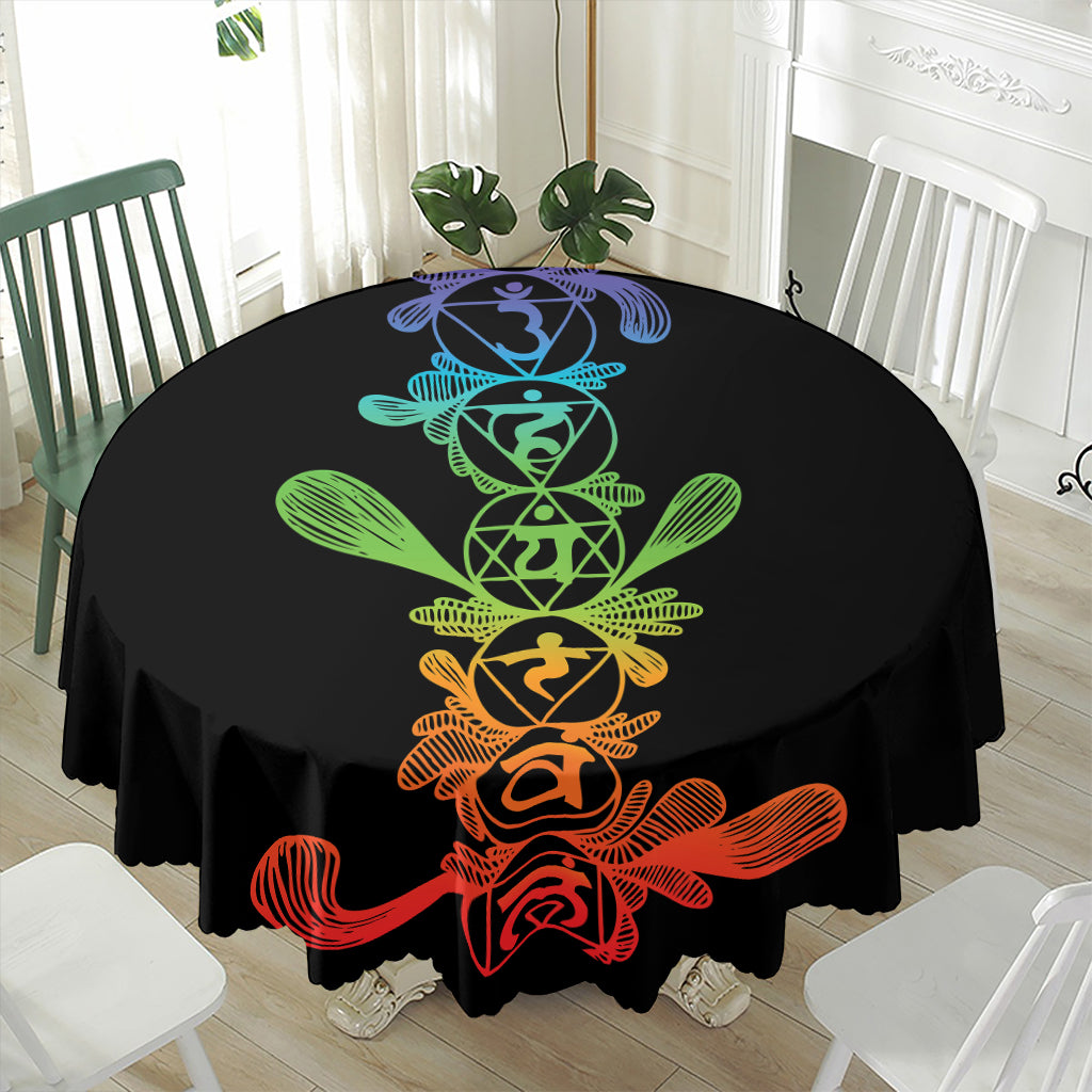 Seven Spiritual Chakras Print Waterproof Round Tablecloth