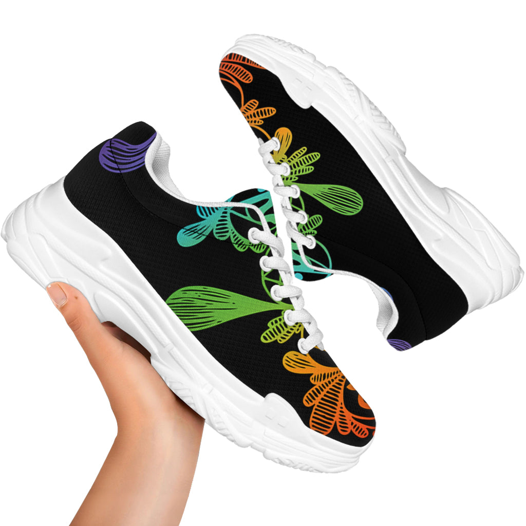 Seven Spiritual Chakras Print White Chunky Shoes