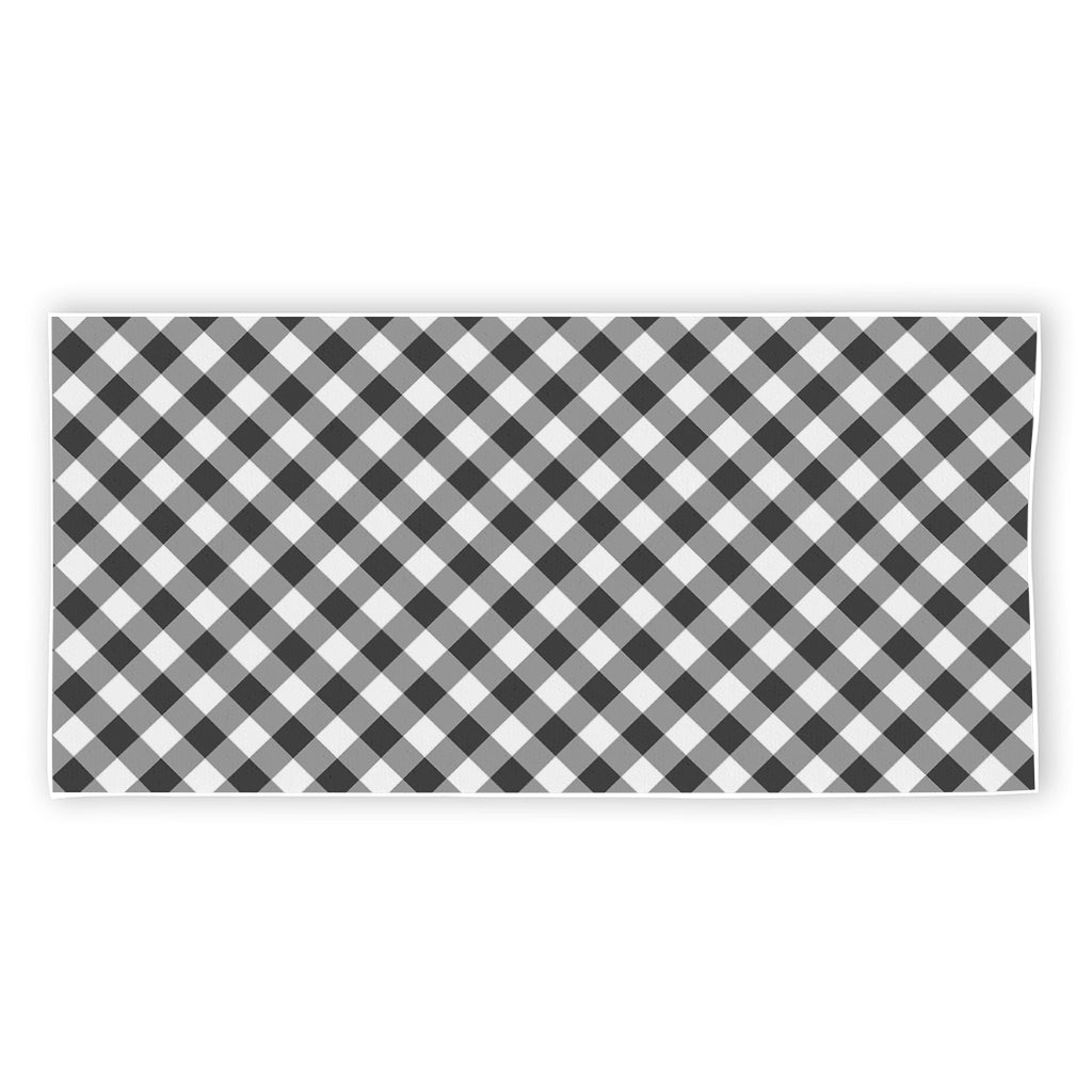 Shadow Grey And White Gingham Print Beach Towel