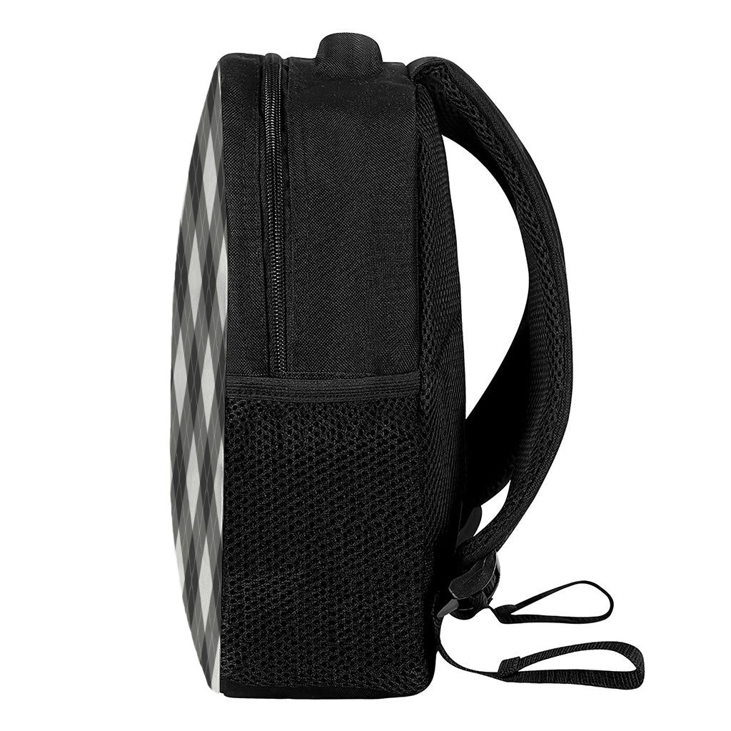 Shadow Grey Argyle Pattern Print Casual Backpack