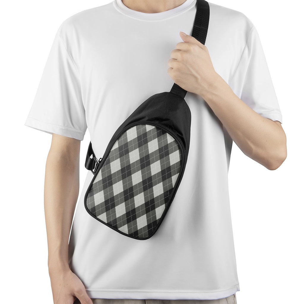 Shadow Grey Argyle Pattern Print Chest Bag