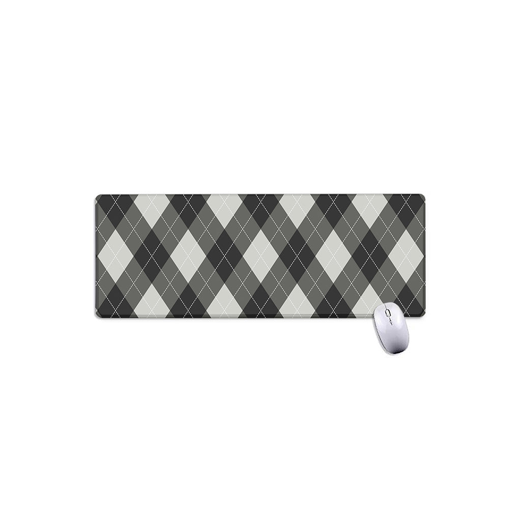 Shadow Grey Argyle Pattern Print Extended Mouse Pad