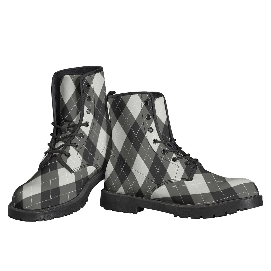 Shadow Grey Argyle Pattern Print Backpack