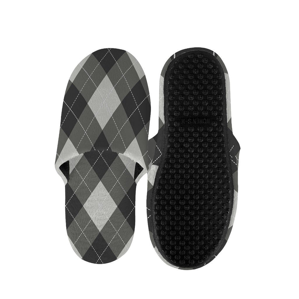 Shadow Grey Argyle Pattern Print Slippers