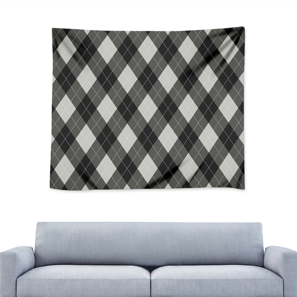 Shadow Grey Argyle Pattern Print Tapestry