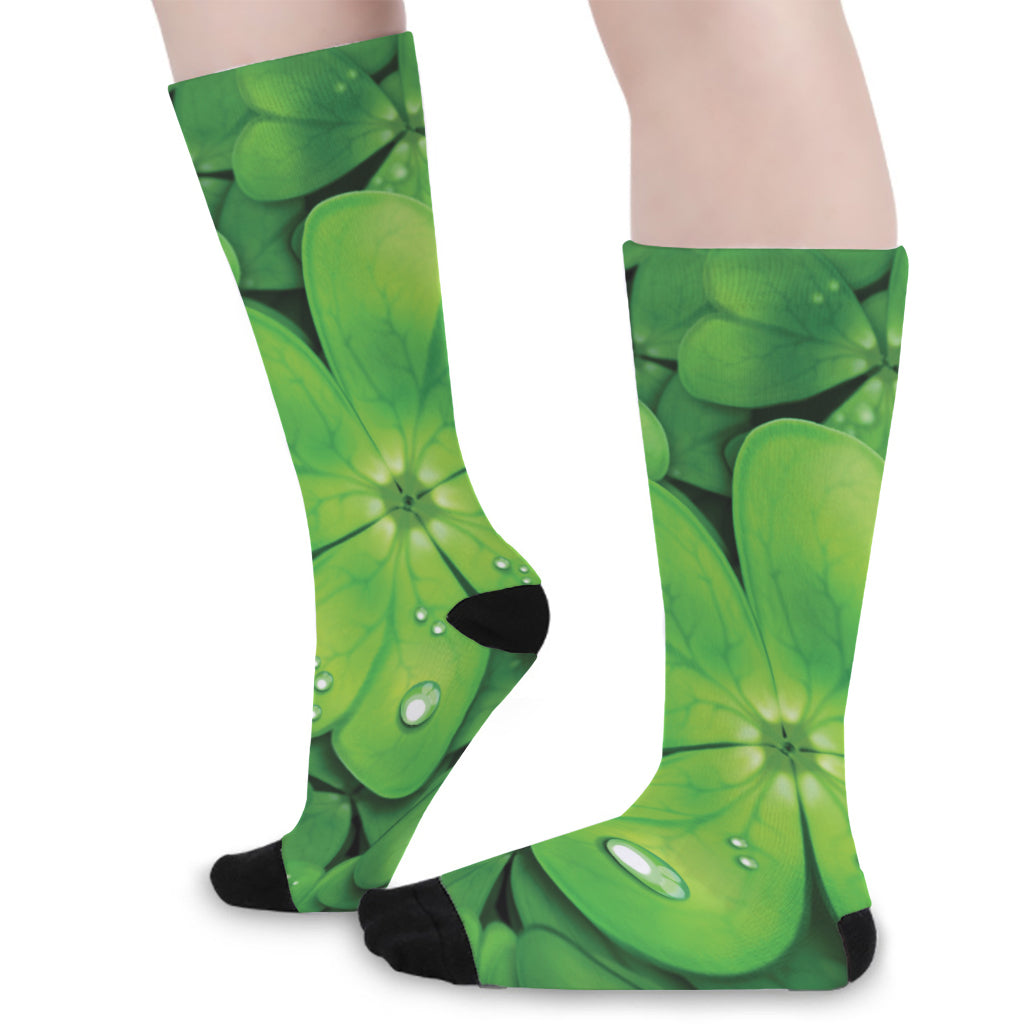 Shamrock Clover St. Patrick's Day Print Long Socks