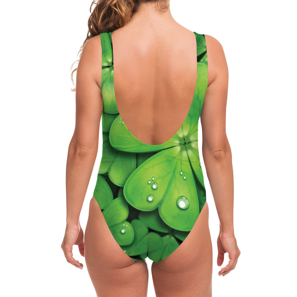 Shamrock Clover St. Patrick's Day Print One Piece Swimsuit