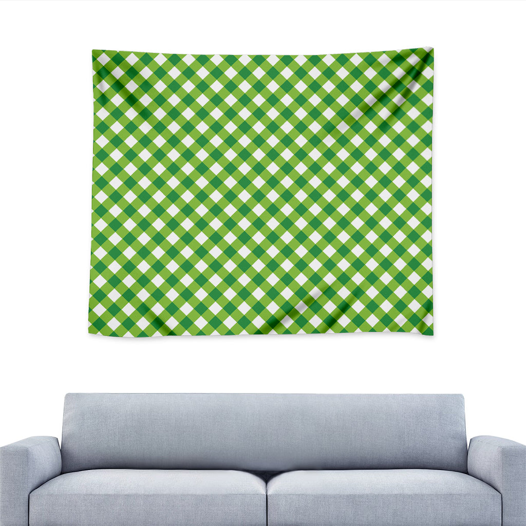 Shamrock Green And White Gingham Print Tapestry