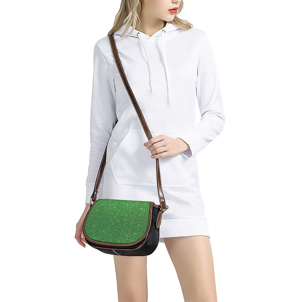 Shamrock Green (NOT Real) Glitter Print Saddle Bag