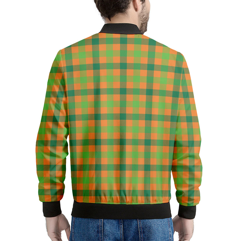 Shamrock Plaid Saint Patrick's Day Print Men's Bomber Jacket